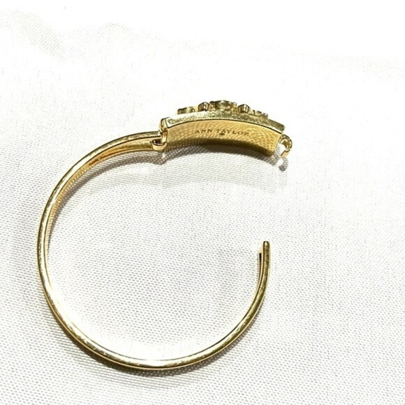 Ann Taylor Gold-tone and White Rhinestone “Strength”  Bracelet - Picture 2 of 7